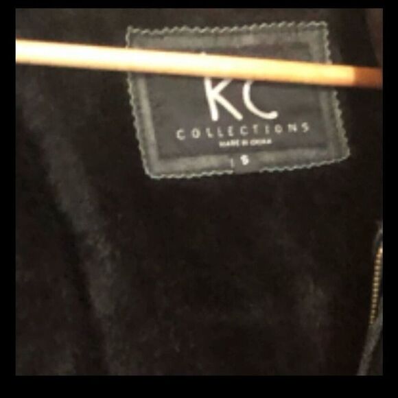 KC Collections Women's Vintage Black Leather Jacket with Hoodie Size S - Picture 2 of 10
